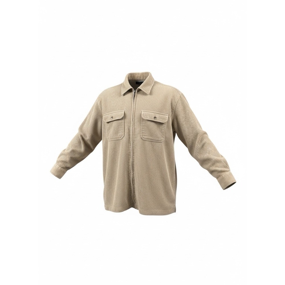 American Eagle Outfitters Mens XL Corduroy Full Zip Shirt Jacket Tan Beige